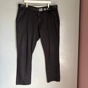 VOLCOM Men's 40 Black Straight Leg Chinos w/ Belt Classic Minimalist Preppy